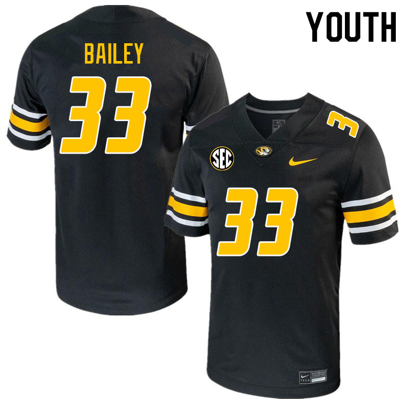 Youth #33 Chad Bailey Missouri Tigers College 2023 Football Stitched Jerseys Sale-Black